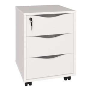 Gaveteiro 3 Gavetas Com Rodizios 40x55 cm Branco Artany