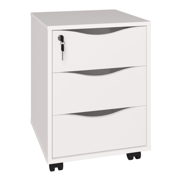 Gaveteiro 3 Gavetas Com Rodizios 40x55 cm Branco Artany