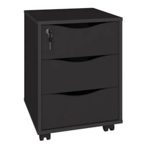 Gaveteiro 3 Gavetas Com Rodizios 40x55 cm Preto Artany