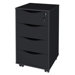 Gaveteiro 4 Gavetas Com Rodizios 40X70 cm Preto Artany