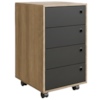 Gaveteiro 4 Gavetas Com Rodizios P1054 36 cm Grafite Mel PP Milani Store