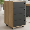 Gaveteiro 4 Gavetas Com Rodizios P1054 36 cm Grafite Mel PP Milani Store