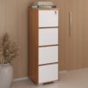 Gaveteiro Alto Pasta Suspensa Escritorio 4 Gavetas 143X46 cm Freijo Branco Artany