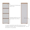 Gaveteiro Alto Pasta Suspensa Escritorio 4 Gavetas 143X46 cm Freijo Branco Artany