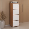 Gaveteiro Alto Pasta Suspensa Escritorio 4 Gavetas 143X46 cm Freijo Branco Artany