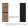 Gaveteiro Alto Pasta Suspensa Escritorio 4 Gavetas 143X46 cm Nogal Preto Artany
