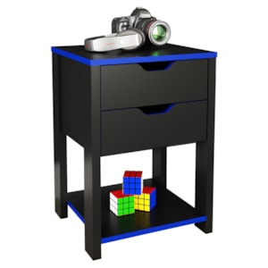 Gaveteiro Gamer 2 Gaveta ME4163 Preto Azul Tecno Mobili Gaveteiro Gamer 2 Gaveta ME4163 Preto Azul Tecno Mobili
