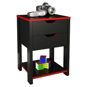 Gaveteiro Gamer 2 Gaveta ME4163 Preto Vermelho Tecno Mobili Gaveteiro Gamer 2 Gaveta ME4163 Preto Vermelho Tecno Mobili