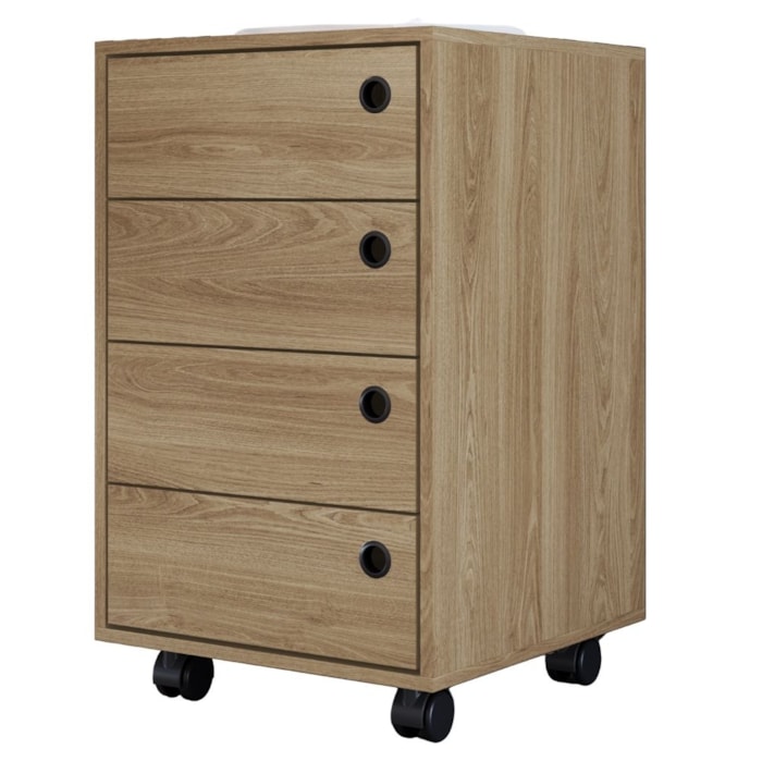 Gaveteiro Multiuso 4 Gavetas 36 cm P1072 Oak PP Milani Store