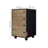 Gaveteiro Multiuso 4 Gavetas 36 cm P1072 Preto Oak PP Milani Store