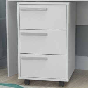 Gaveteiro Para Escritorio 3 Gavetas 65 cm Com Rodizios B26 Branco NOVAM