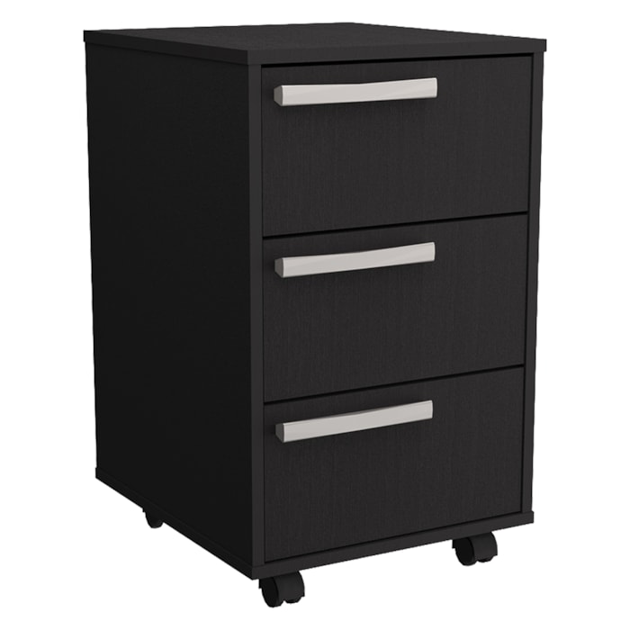 Gaveteiro Para Escritorio 3 Gavetas 65 cm Com Rodizios B26 Preto NOVAM