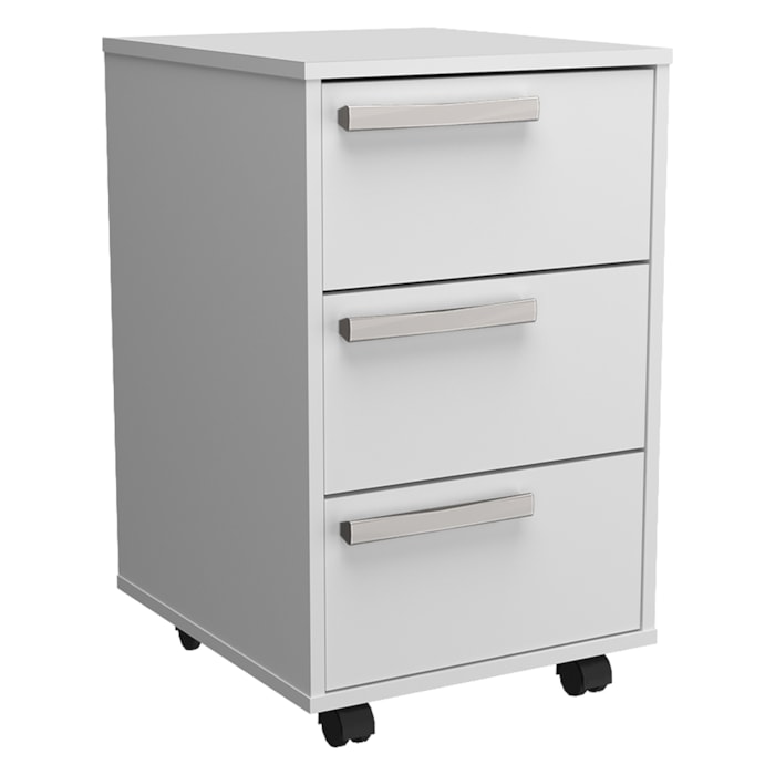 Gaveteiro Para Escritorio 3 Gavetas 65X41 cm Com Rodizios B26 Branco NOVAM