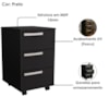 Gaveteiro Para Escritorio 3 Gavetas 65X41 cm Com Rodizios B26 Preto NOVAM