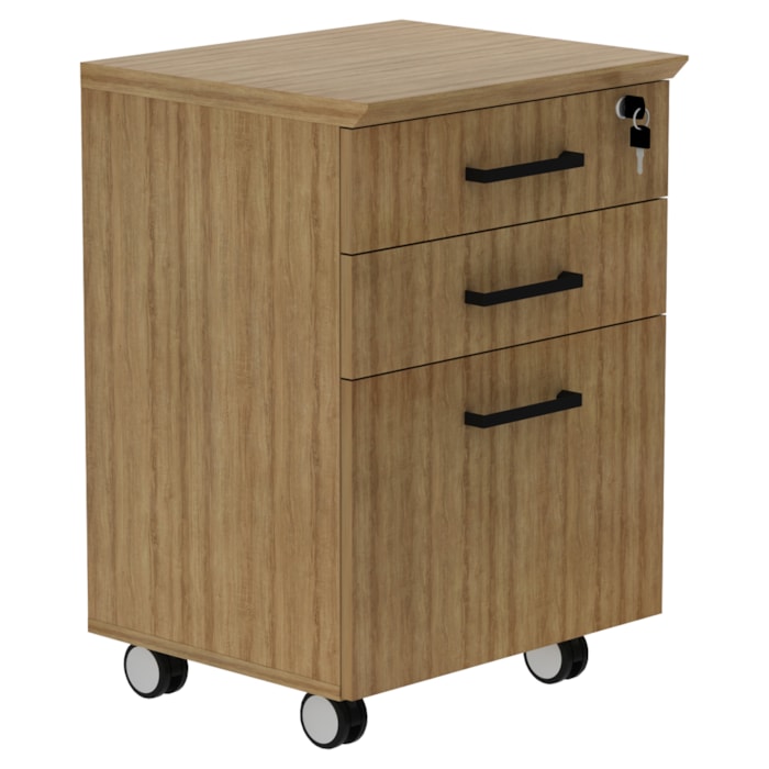 Gaveteiro Pasta Suspensa 2 Gavetas Rodízios e Chave 46 cm ME4196 Amendoa Tecno Mobili