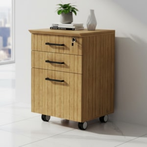 Gaveteiro Pasta Suspensa 2 Gavetas Rodízios e Chave 46 cm ME4196 Amendoa Tecno Mobili