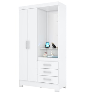 Guarda Roupa 2 Portas Com Espelho 200x110 cm Branco Briz