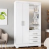 Guarda Roupa 2 Portas Com Espelho 200x110 cm Branco Briz