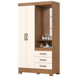 Guarda Roupa 2 Portas Com Espelho 200X110 cm Briz Nature Off White