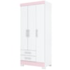 Guarda Roupa 3 Portas 185X82 cm BE16 Branco Rosa Flex Briz