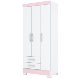 Guarda Roupa 3 Portas 185X82 cm BE16 Branco Rosa Flex Briz