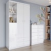 Guarda Roupa 3 Portas e Comoda 5 gavetas Bala de Menta Branco Henn