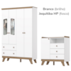 Guarda Roupa 4 Portas e Comoda 3 Gavetas Confete Branco Jequitiba HP Henn