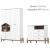 Guarda Roupa 4 Portas e Comoda 3 Gavetas Ternura Branco Jequitiba HP Henn