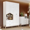 Guarda Roupa 4 Portas e Comoda 3 Gavetas Ternura Branco Jequitiba HP Henn