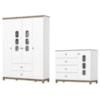 Guarda Roupa 4 Portas e Comoda 4 Gavetas Aconchego Branco Jequitiba HP Henn