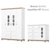 Guarda Roupa 4 Portas e Comoda 4 Gavetas Aconchego Branco Jequitiba HP Henn