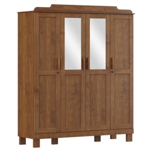 Guarda Roupa 4 Portas Espelho 152 cm 1282 Castanho Milani Store Guarda Roupa 4 Portas Espelho 152 cm 1282 Castanho Milani Store