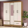Guarda Roupa 5 Portas Com Espelho 200x146 cm Nature Off White Briz