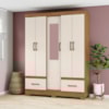 Guarda Roupa 5 Portas Com Espelho 200x146 cm Nature Off White Briz