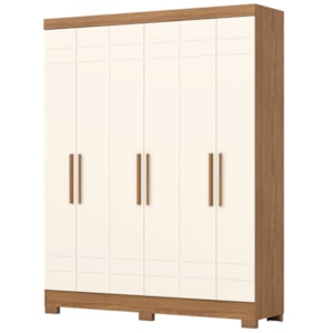 Guarda Roupa 6 Portas 2 Gavetas 160 cm Nature Off White Briz