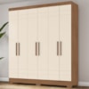Guarda Roupa 6 Portas 2 Gavetas 160 cm Nature Off White Briz