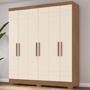 Guarda Roupa 6 Portas 2 Gavetas 160 cm Nature Off White Briz