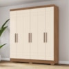 Guarda Roupa 6 Portas 2 Gavetas 160 cm Nature Off White Briz