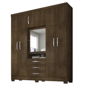 Guarda Roupa 6P 3G Espelho 180 cm 6542 Malbec INCP Guarda Roupa 6P 3G Espelho 180 cm 6542 Malbec INCP