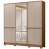 Guarda Roupa Casal 10 P Espelho 216 cm Alasca Carvalho Fendi Moval
