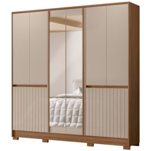 Guarda Roupa Casal 10 P Espelho 216 cm Alasca Carvalho Fendi Moval