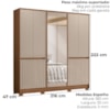 Guarda Roupa Casal 10 P Espelho 216 cm Alasca Carvalho Fendi Moval