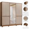 Guarda Roupa Casal 10 P Espelho 216 cm Alasca Carvalho Fendi Moval