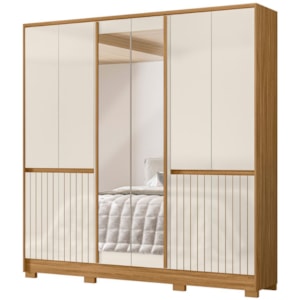 Guarda Roupa Casal 10 P Espelho 216 cm Alasca Freijo Off White Moval