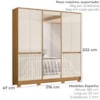 Guarda Roupa Casal 10 P Espelho 216 cm Alasca Freijo Off White Moval