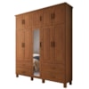 Guarda Roupa Casal 10 Portas Com Espelho 195 cm Madeira Macica Taeda 1145C Castanho Festra