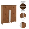 Guarda Roupa Casal 10 Portas Com Espelho 195 cm Madeira Macica Taeda 1145C Castanho Festra