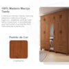 Guarda Roupa Casal 10 Portas Com Espelho 195 cm Madeira Macica Taeda 1145C Castanho Festra