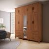 Guarda Roupa Casal 10 Portas Com Espelho 195 cm Madeira Macica Taeda 1145C Castanho Festra