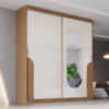 Guarda Roupa Casal 2 Portas Com Espelho 200 cm Talles Nature Off White HENN